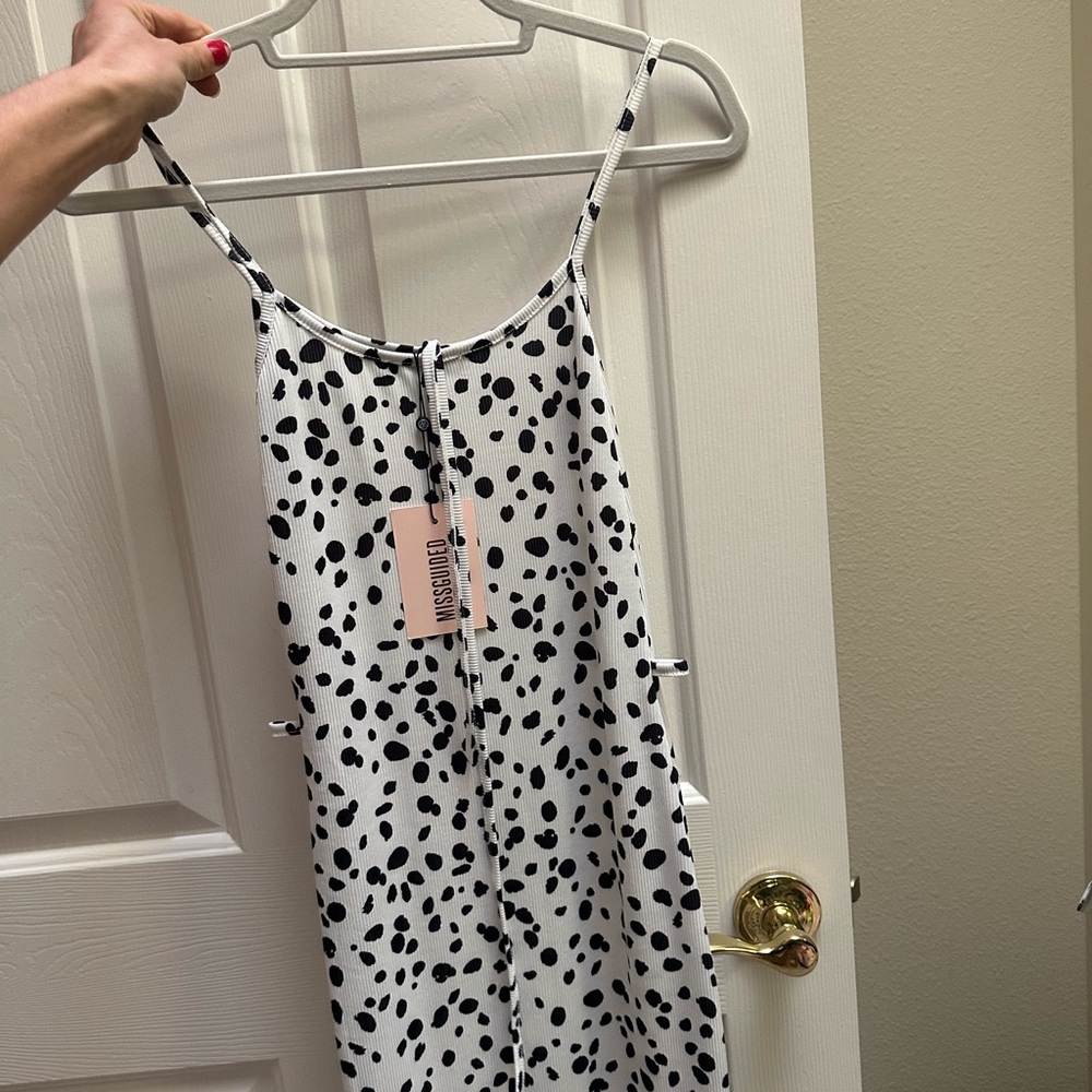 Missguided Black and White Polka Dot midi dress